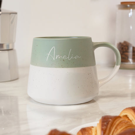 Personalised Name Green Speckled Ceramic Mug - Shop Mugs At Gift Moments - 2