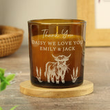 Personalised Engraved Highland Cow Amber Glass Candle - Shop At Gift Moments - 4