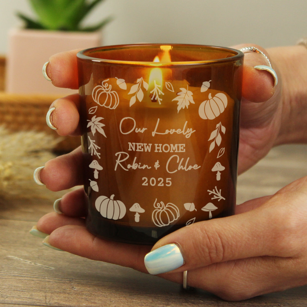 Personalised Pumpkins Amber Glass Candle - Shop At Gift Moments - 2