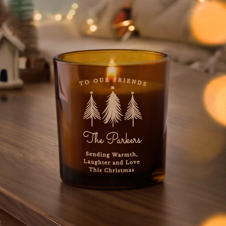 Personalised Christmas Tree Amber Glass Candle - Shop At Gift Moments - 1