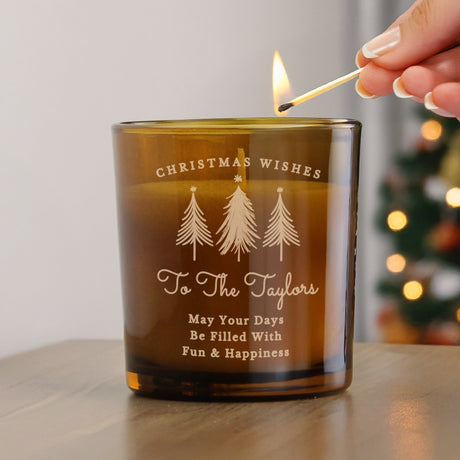 Personalised Christmas Tree Amber Glass Candle - Shop At Gift Moments - 3