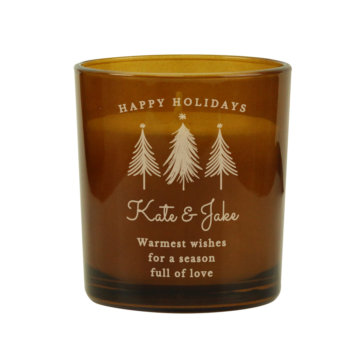 Personalised Christmas Tree Amber Glass Candle - Shop At Gift Moments - 4