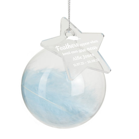 Personalised Blue Memorial Feather Bauble - Shop At Gift Moments - 4