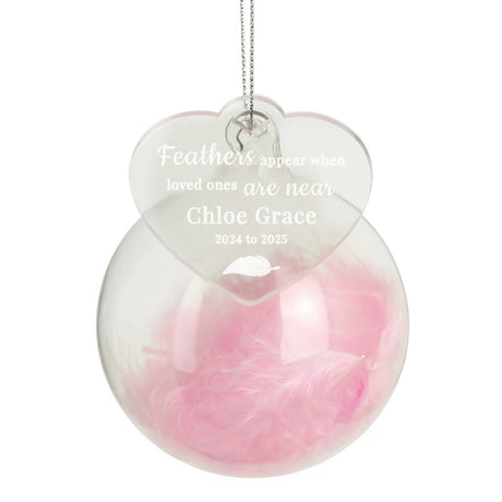 Personalised Pink Memorial Feather Bauble - Shop At Gift Moments - 4