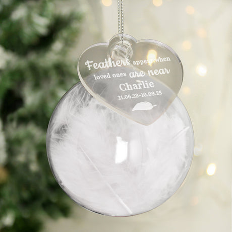 Personalised White Memorial Feather Bauble - Shop At Gift Moments - 1