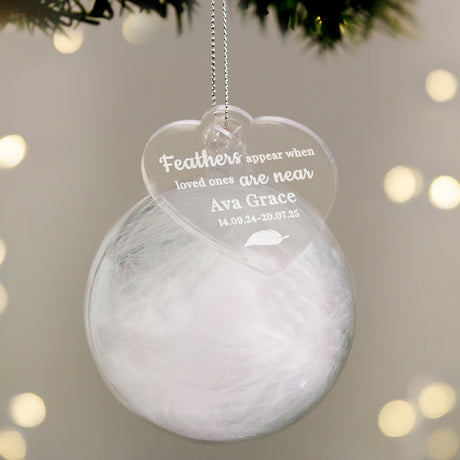 Personalised White Memorial Feather Bauble - Shop At Gift Moments - 2