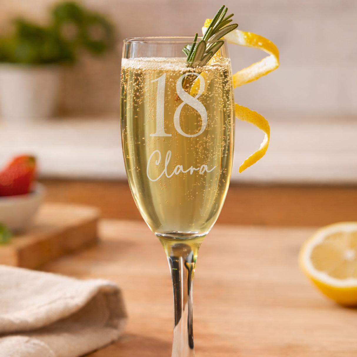 Personalised Big Age & Name Flute Glass