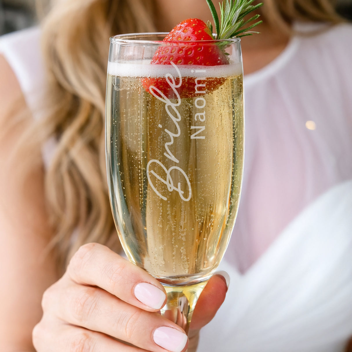 Personalised Bride Elegant Flute Glass