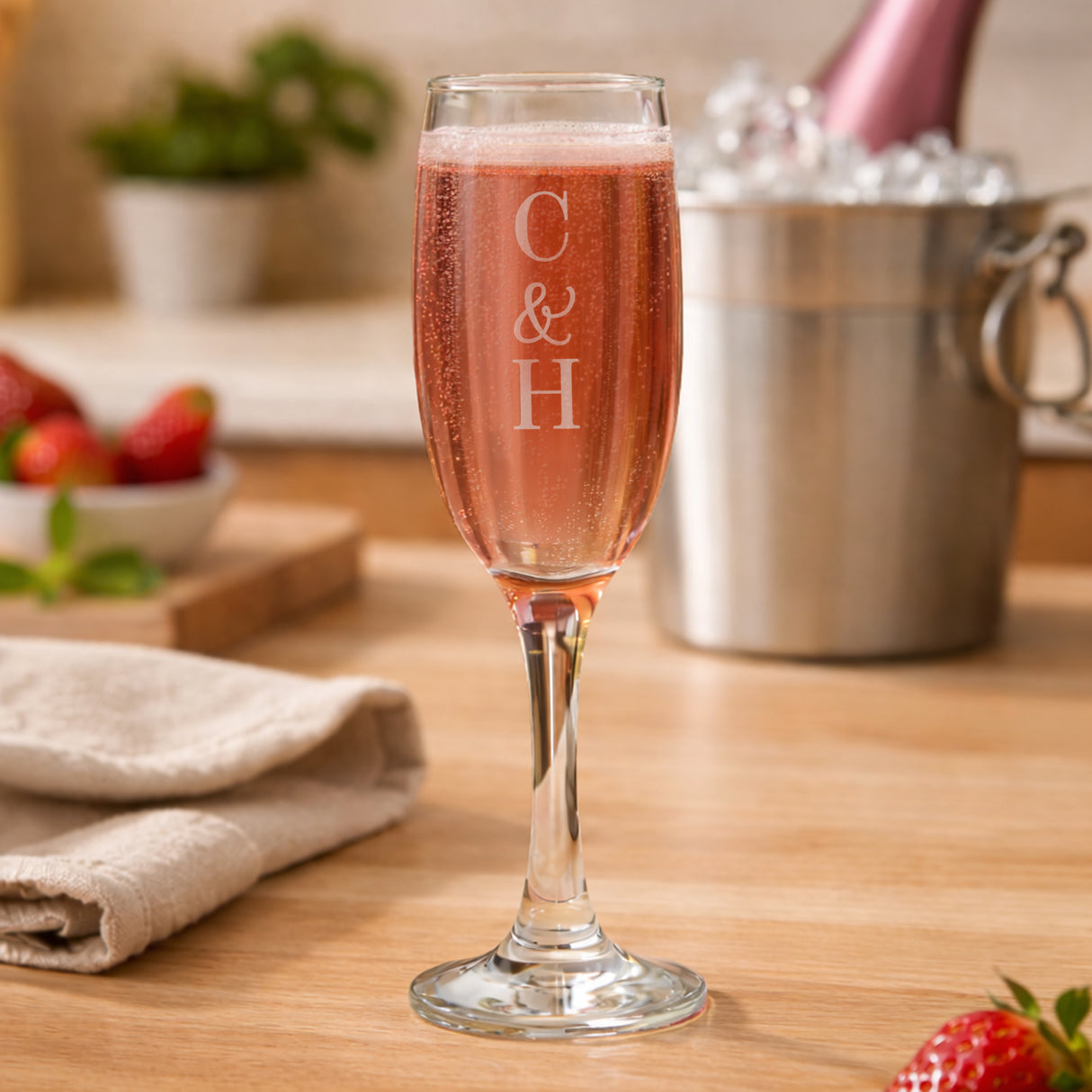 Personalised Couples Initials Flute Glass