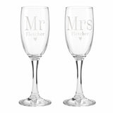 Personalised Mr & Mrs Pair of Flute Glasses