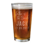Personalised Father of the Bride Elegant Pint Glass