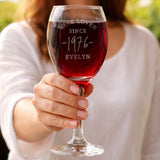 Personalised Since Wine Glass