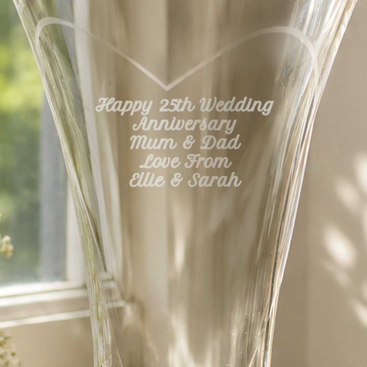 Personalised Large Hand Cut Diamond Effect Heart Vase - Shop Vases At Gift Moments - 2