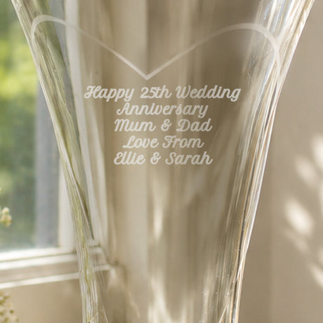 Personalised Large Hand Cut Diamond Effect Heart Vase - Shop Vases At Gift Moments - 2