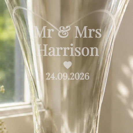 Personalised Mr & Mrs Large Diamond Effect Heart Vase - Shop Vases At Gift Moments - 2