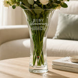 Personalised Ruby Anniversary Diamond Effect Heart Vase