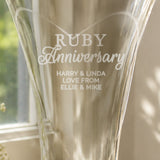 Personalised Ruby Anniversary Diamond Effect Heart Vase