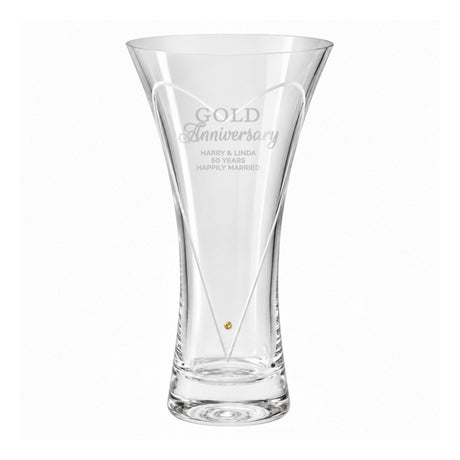 Personalised Gold Anniversary Large Diamond Effect Heart Vase - Shop Vases At Gift Moments - 5
