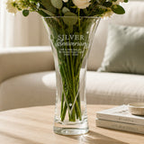 Personalised Silver Anniversary Large Diamond Effect Heart Vase