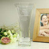 Personalised Botanical Hand Cut Diamond Effect Heart Vase