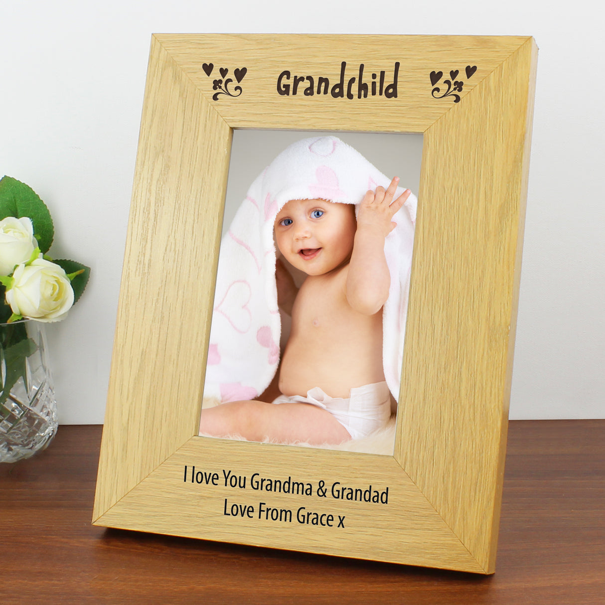 Personalised Oak Finish 6x4 Grandchild Photo Frame