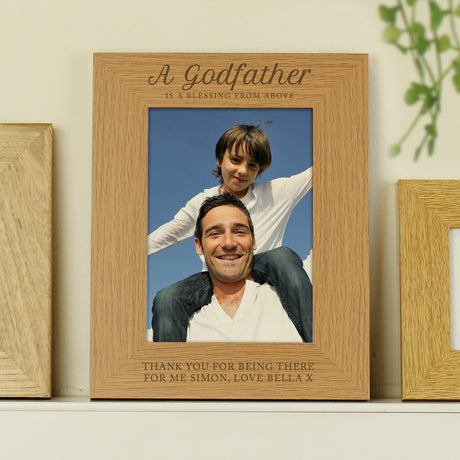 Personalised Godfather 5x7 Oak Finish Photo Frame