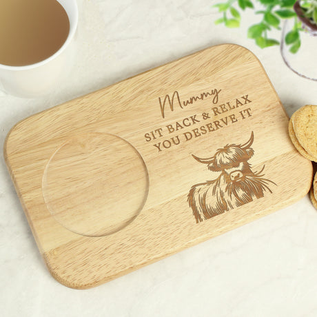 Personalised Highland Cow Wooden Coaster Tray - Shop At Gift Moments - 4