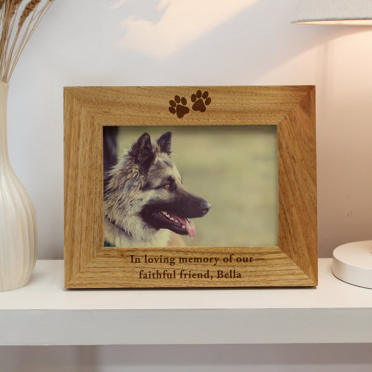 Personalised Oak Finish 4x6 Paw Prints Photo Frame - Shop At Gift Moments - 1