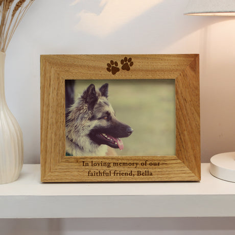 Personalised Oak Finish 4x6 Paw Prints Photo Frame - Shop At Gift Moments - 1