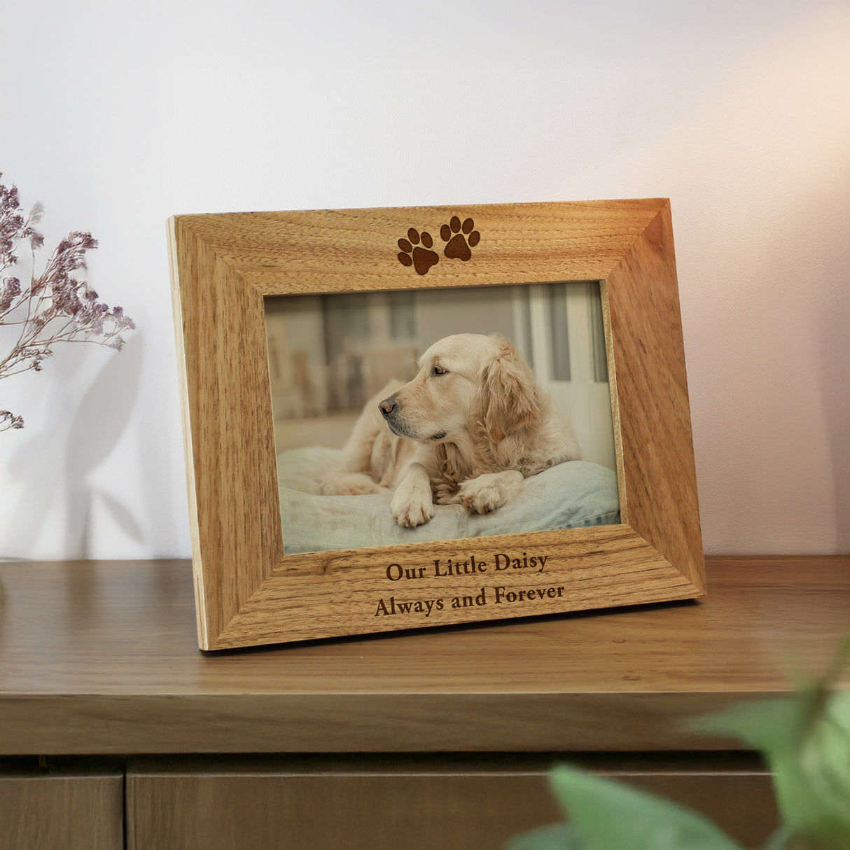 Personalised Oak Finish 4x6 Paw Prints Photo Frame - Shop At Gift Moments - 3