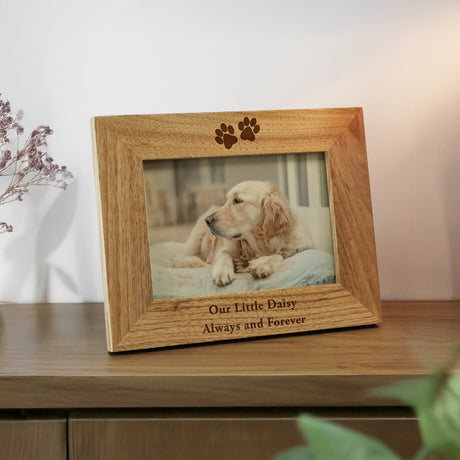 Personalised Oak Finish 4x6 Paw Prints Photo Frame - Shop At Gift Moments - 3