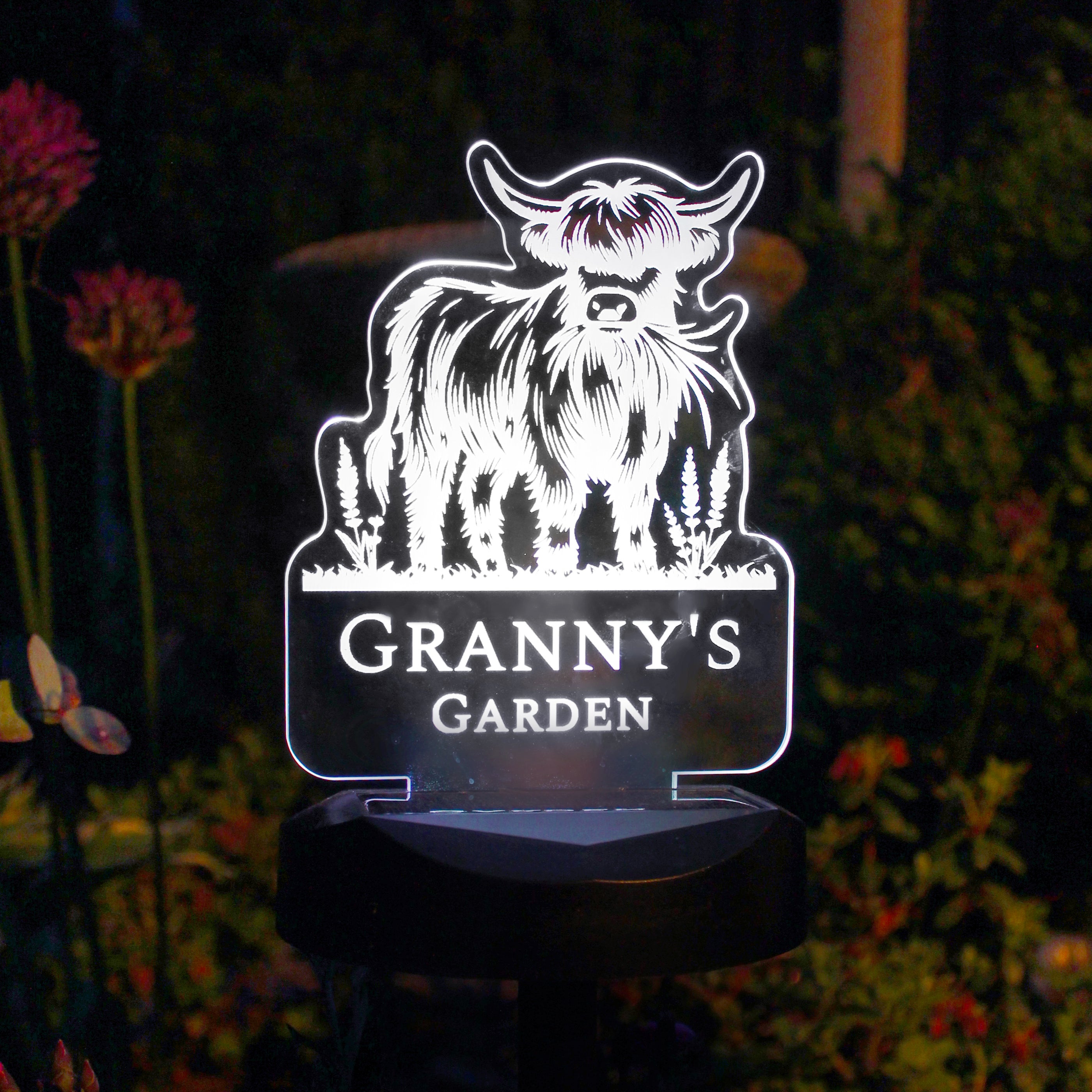 Personalised Highland Cow Garden Solar Light - Shop At Gift Moments - 1