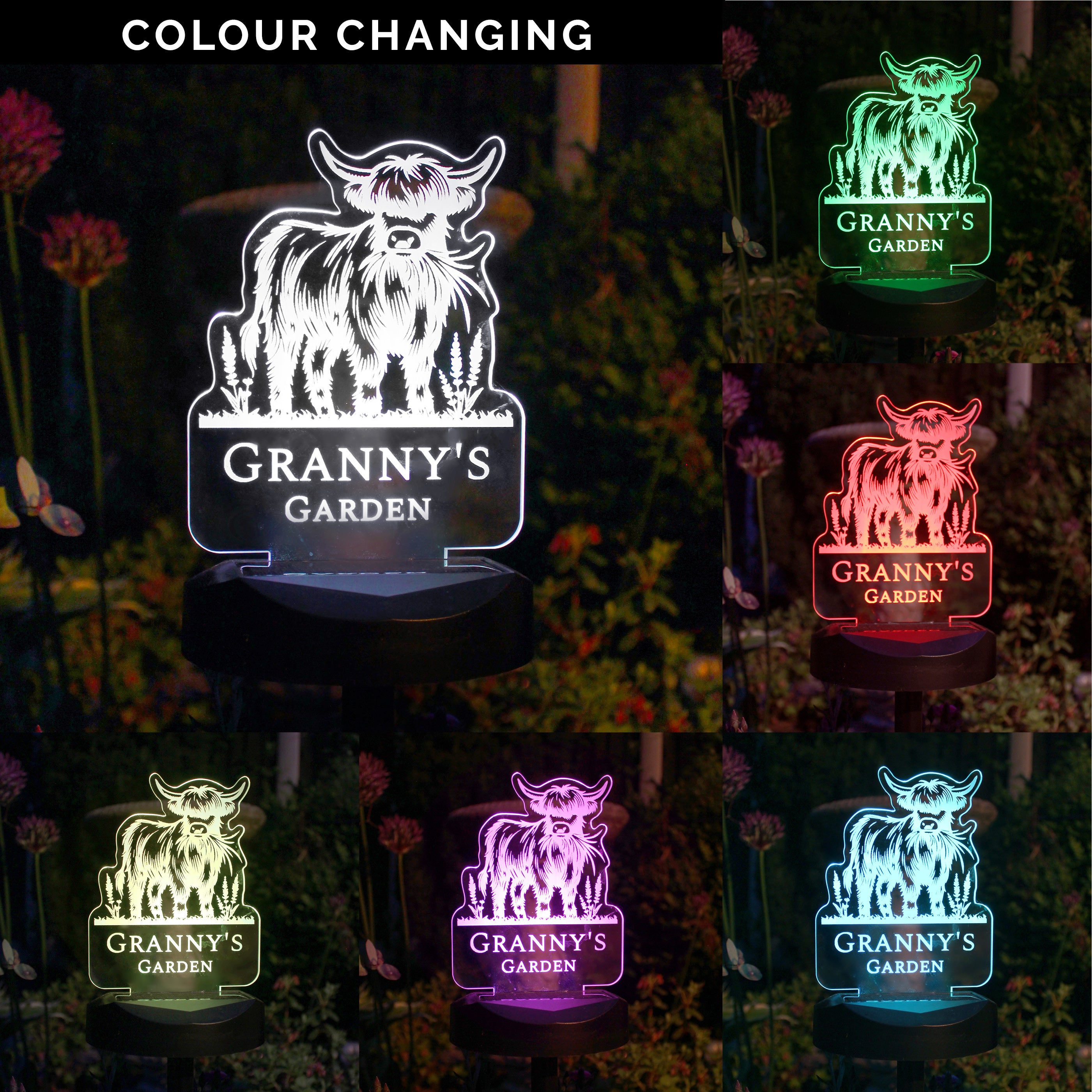 Personalised Highland Cow Garden Solar Light - Shop At Gift Moments - 2
