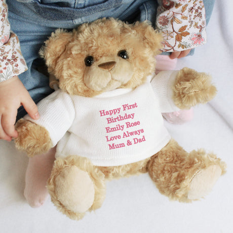 Personalised Pink Message Teddy Bear