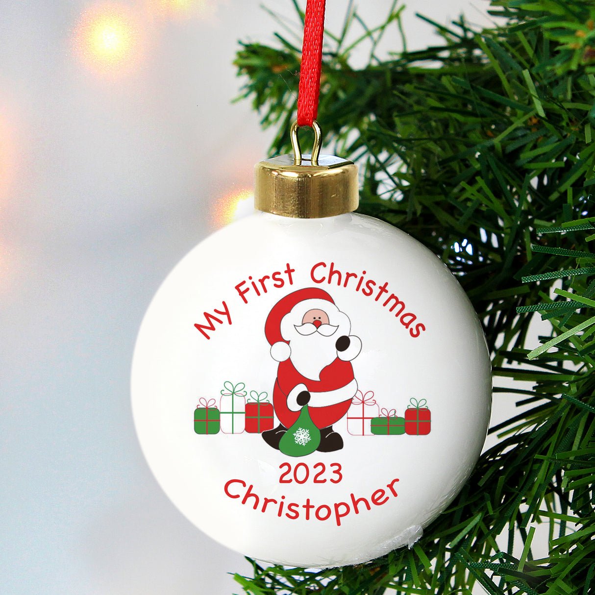 Personalised Santa with Presents Bauble - Shop Christmas Baubles At Gift Moments - 3