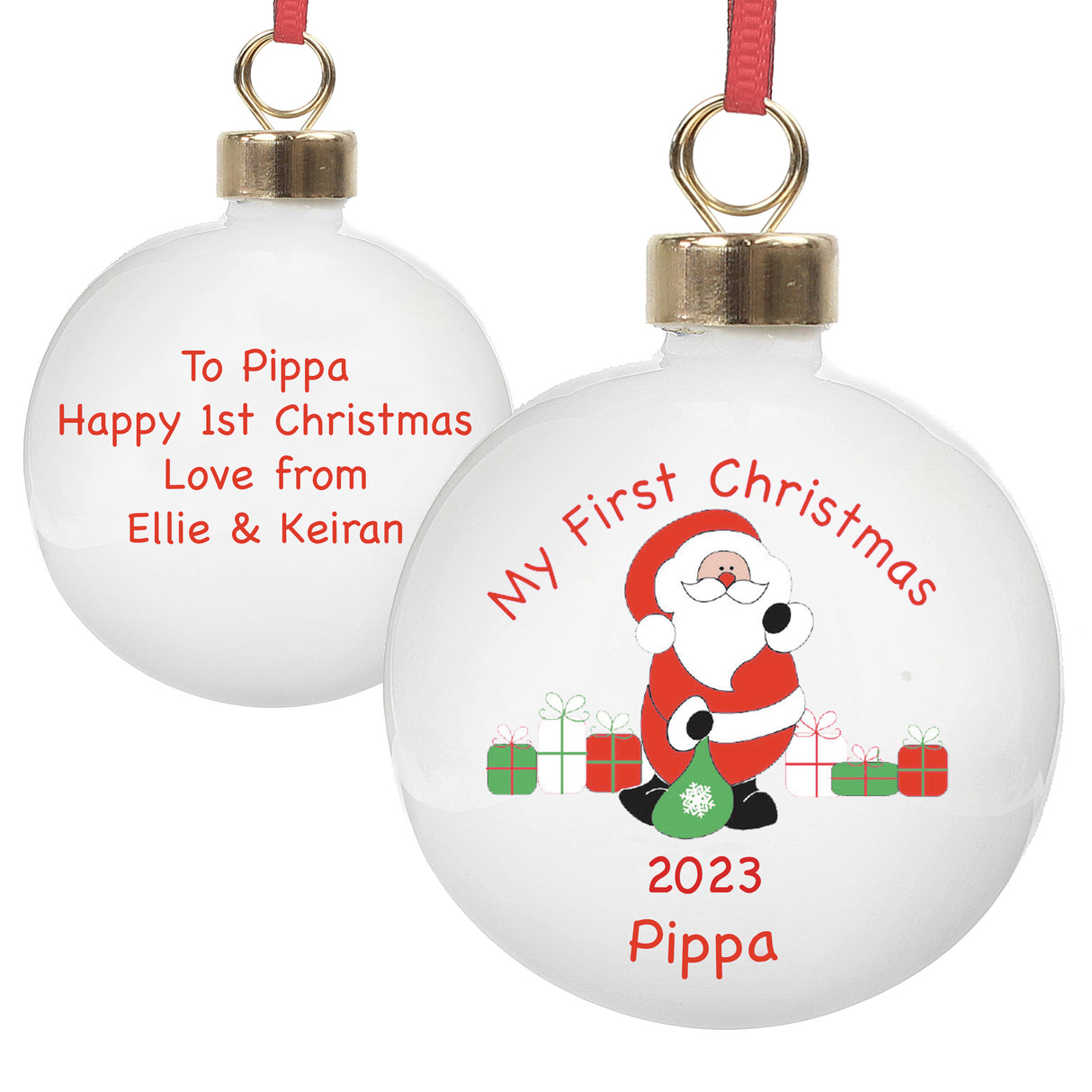 Personalised Santa with Presents Bauble - Shop Christmas Baubles At Gift Moments - 5