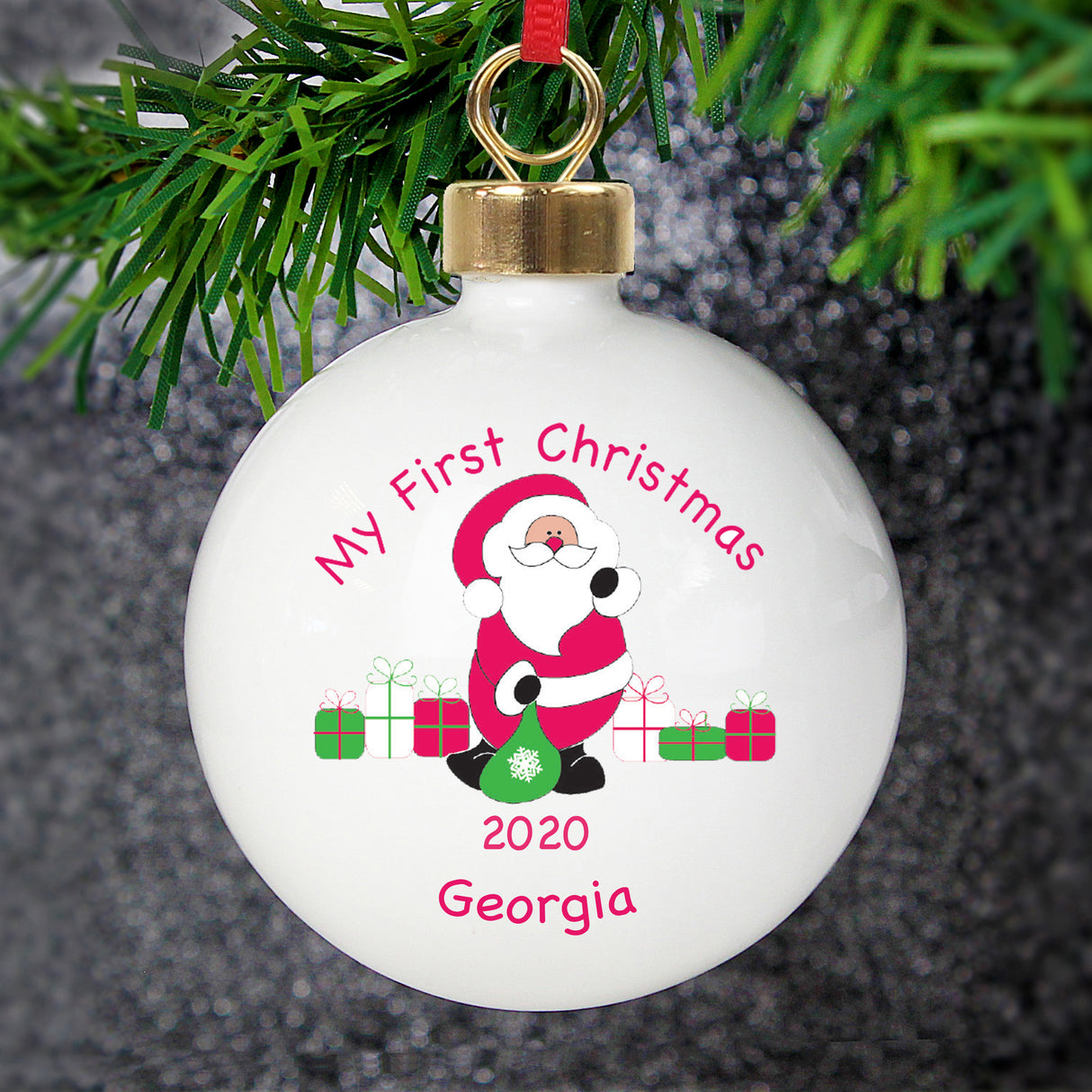 Personalised Santa with Presents Bauble - Shop Christmas Baubles At Gift Moments - 6