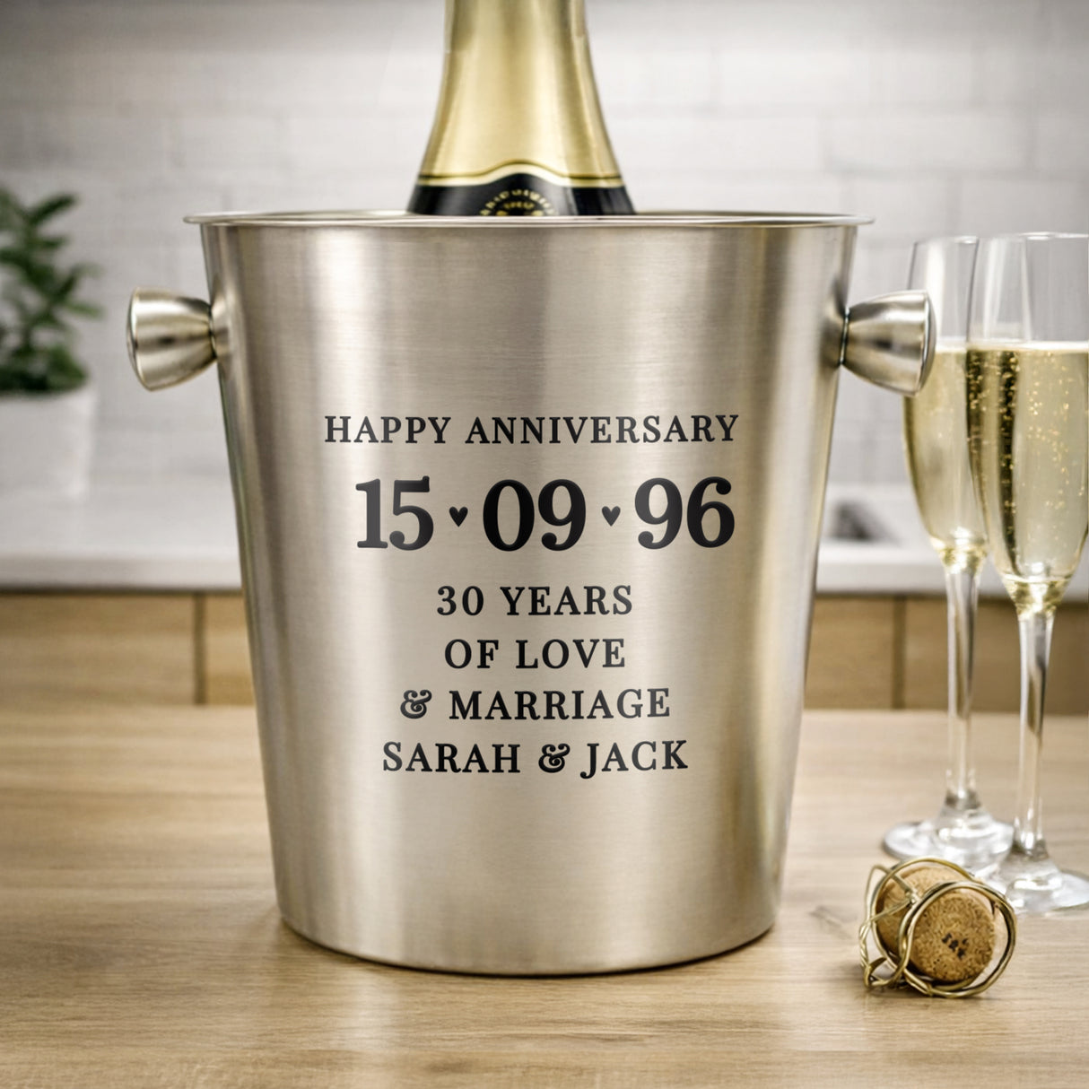 Personalised Big Date Stainless Steel Ice Bucket - Shop At Gift Moments - 1
