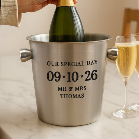 Personalised Big Date Stainless Steel Ice Bucket - Shop At Gift Moments - 2