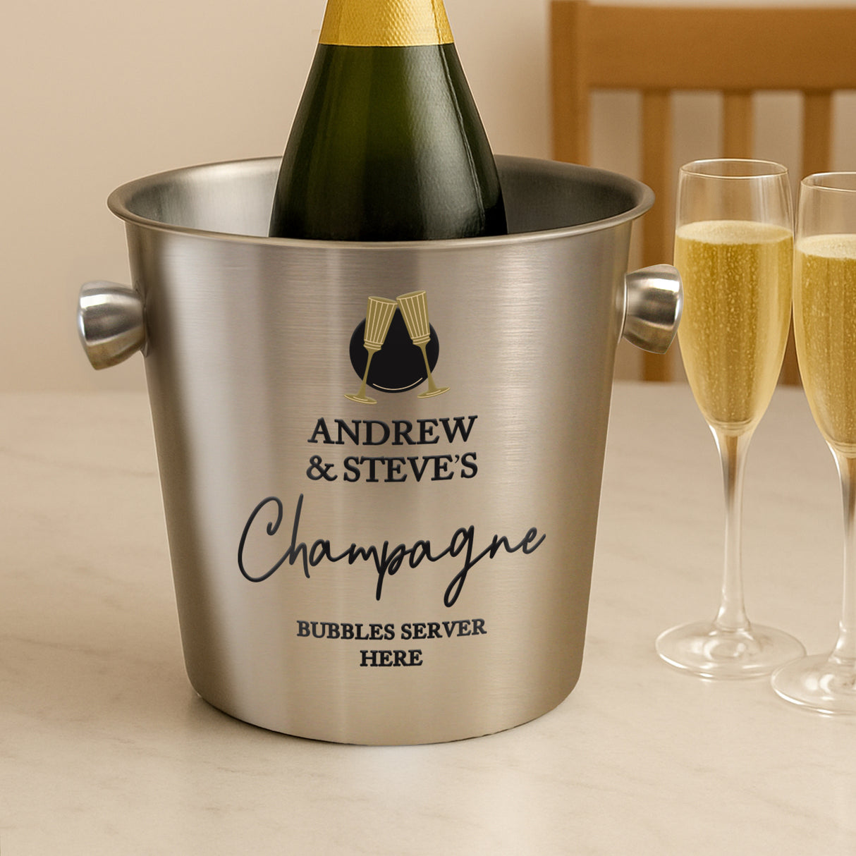 Personalised Flutes Stainless Steel Ice Bucket - Shop At Gift Moments - 1
