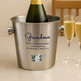 Personalised Blue Floral Stainless Steel Ice Bucket - Shop At Gift Moments - 2