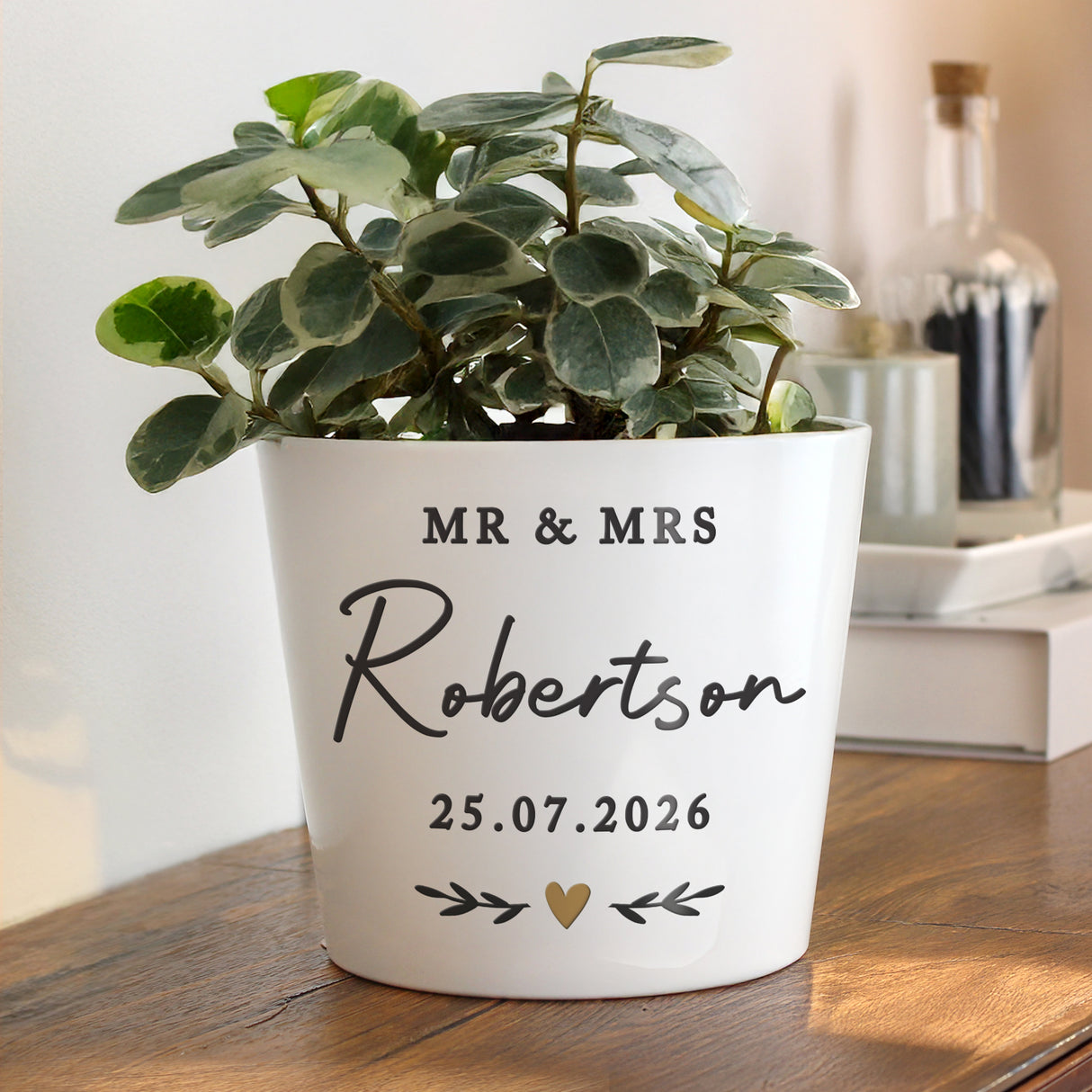 Personalised Gold Heart Large Plant Pot - Shop At Gift Moments - 1