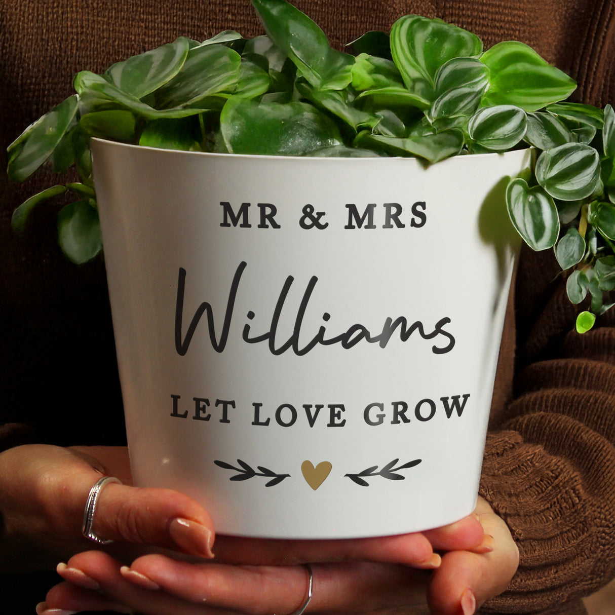 Personalised Gold Heart Large Plant Pot - Shop At Gift Moments - 2