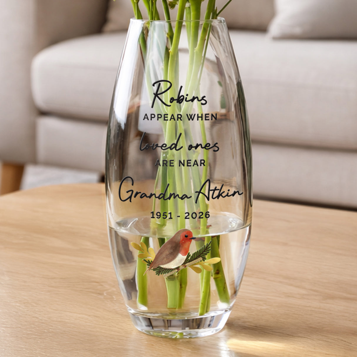 Personalised Robins Appear Bullet Vase - Shop At Gift Moments - 1