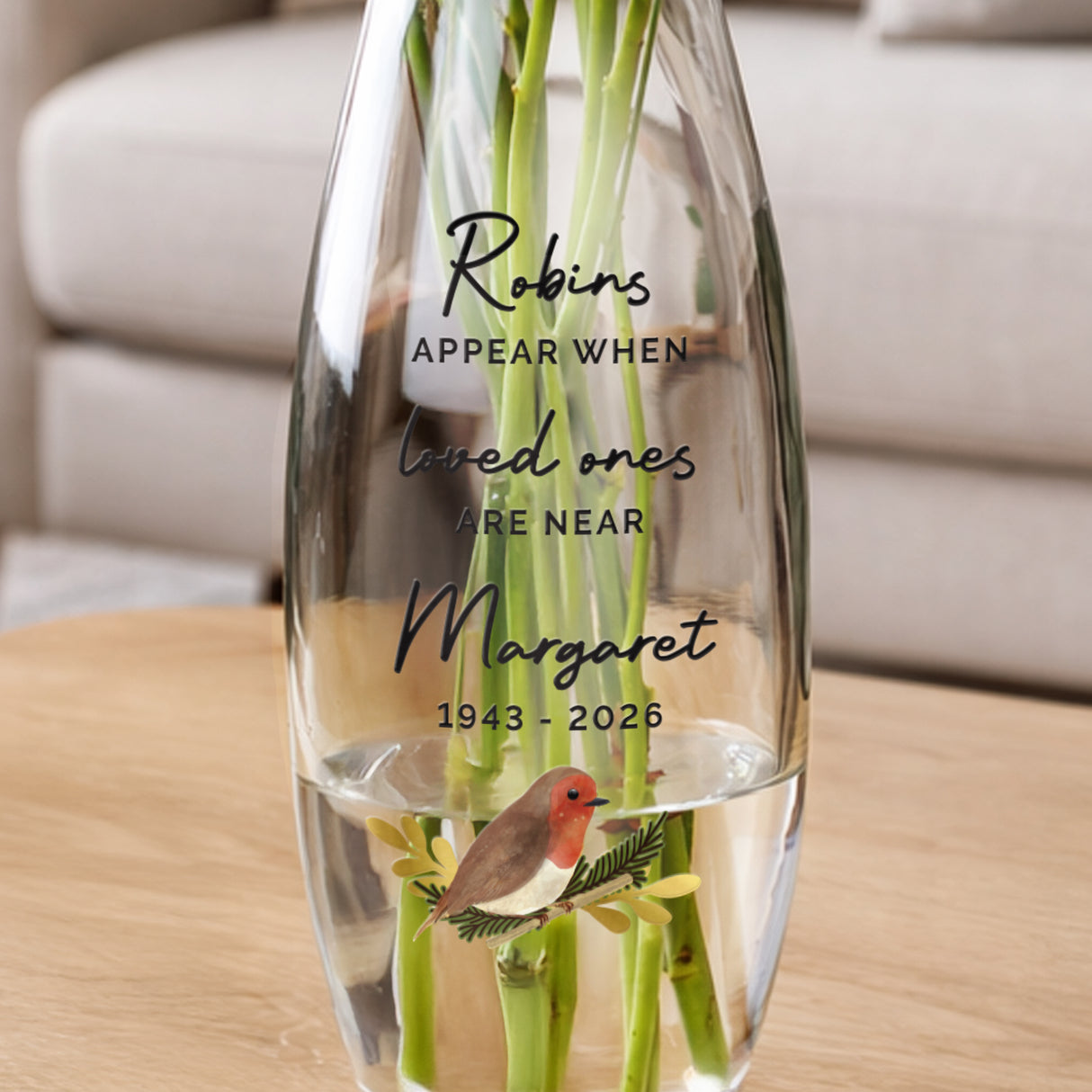 Personalised Robins Appear Bullet Vase - Shop At Gift Moments - 3
