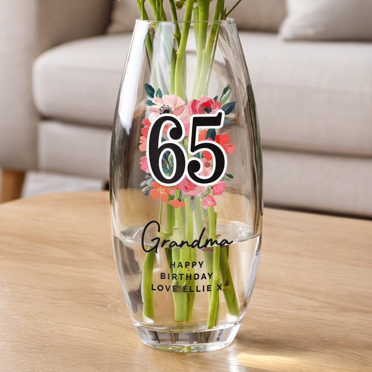 Personalised Floral Big Age Bullet Vase - Shop At Gift Moments - 1