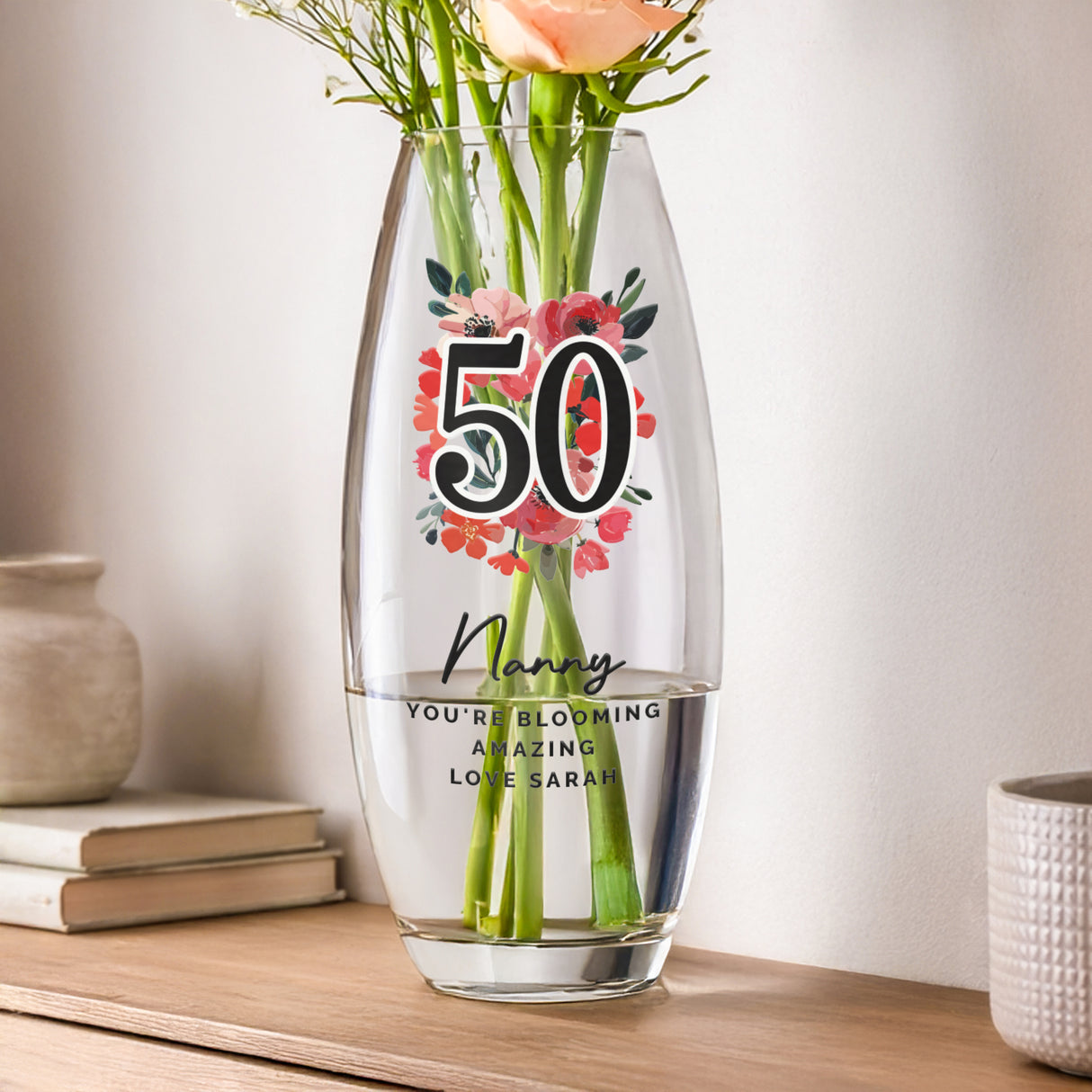 Personalised Floral Big Age Bullet Vase - Shop At Gift Moments - 4