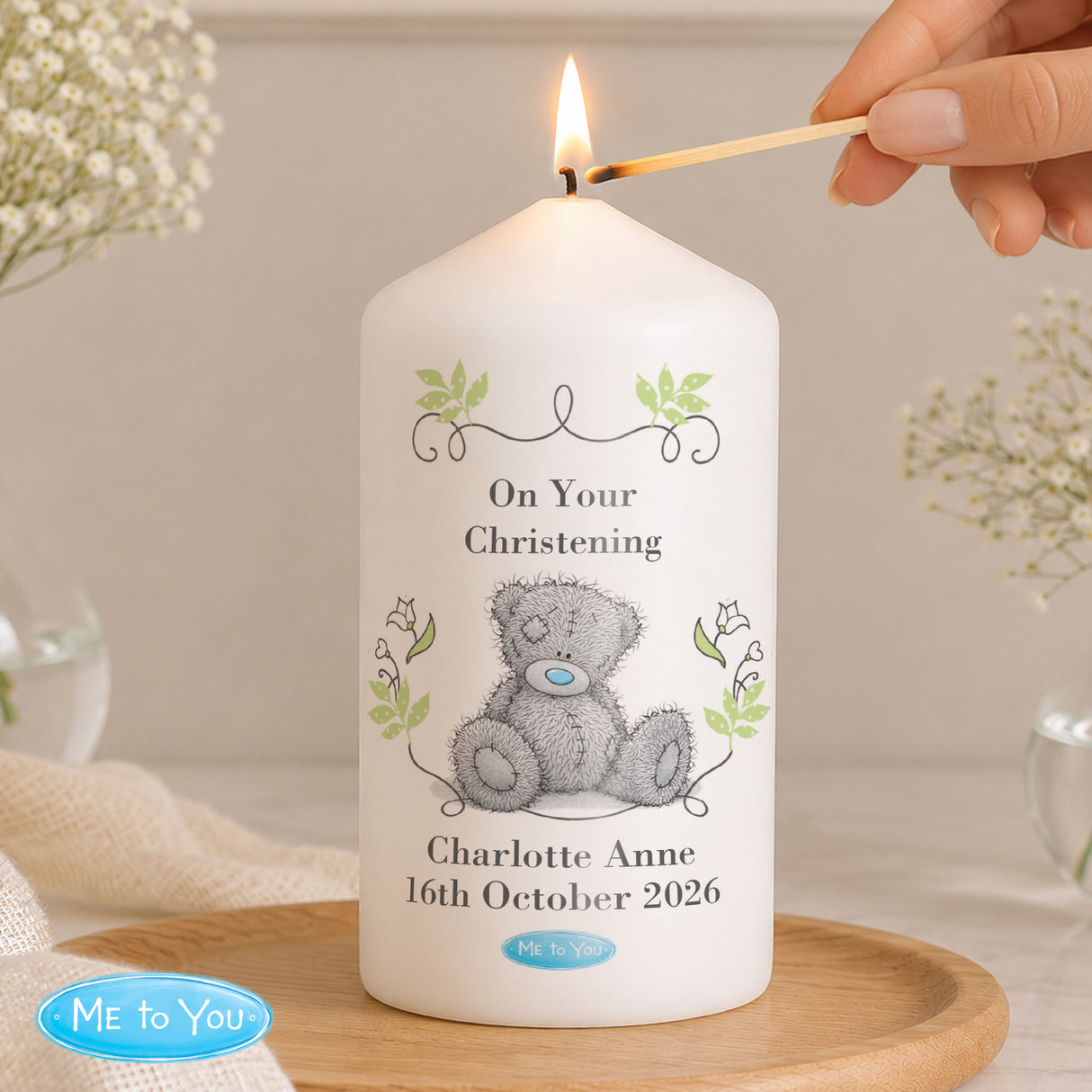 Personalised Me To You Religious Cross Pillar Candle - Shop Candles At Gift Moments - 1