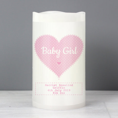 Personalised Stitch & Dot Baby Girl Night Light LED Candle