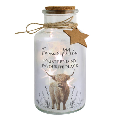 Personalised Highland Cow LED Light Up Jar - Shop At Gift Moments - 5